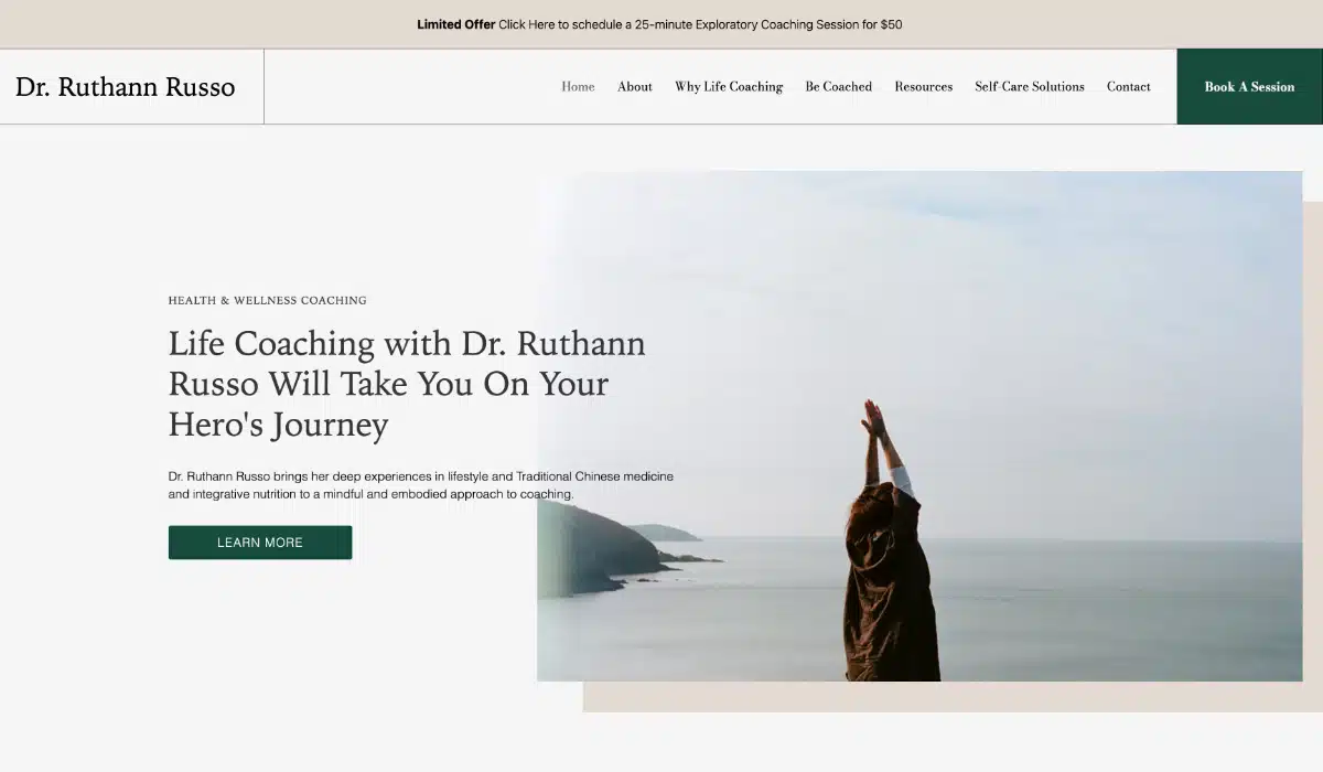 life and wellness coach web design on WordPress