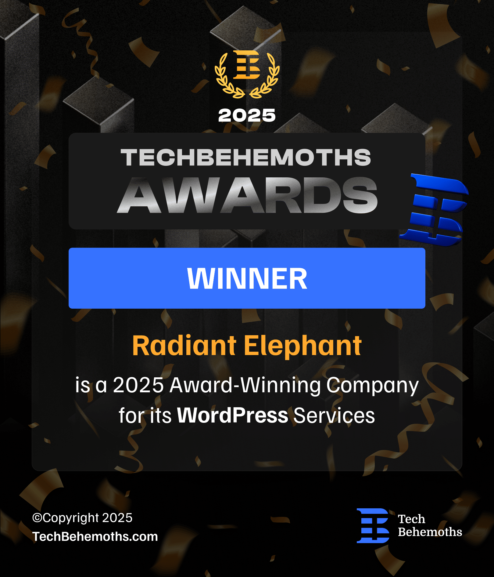TechBehemoths Awawrd Winner for WordPress Web Design & Development 2025